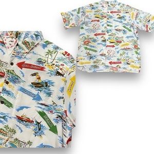 Vintage Reyn Spooner Short Sleeve  Summer Beaches Novelty Vacation Resort Shirt